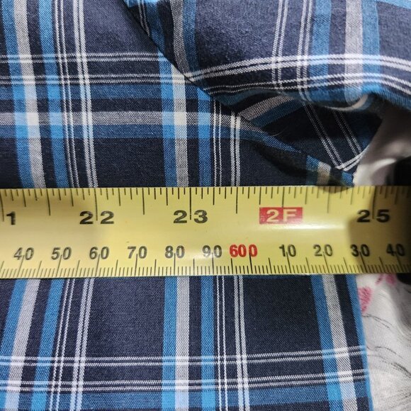 Wrangler Shirt Wrinkle Resistant Men's Large Blue Plaid Short Sleeve Button Down - Picture 5 of 9